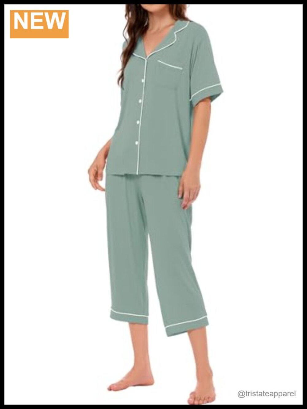Bamboo Viscose Pajama Set 2 Piece Short Sleeve Capri Pants Sleepwear